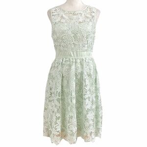 ADRIANNA PAPELL MINT GREEN FLORAL EMBROIDERED SLEEVELESS COCKTAIL DRESS - 6